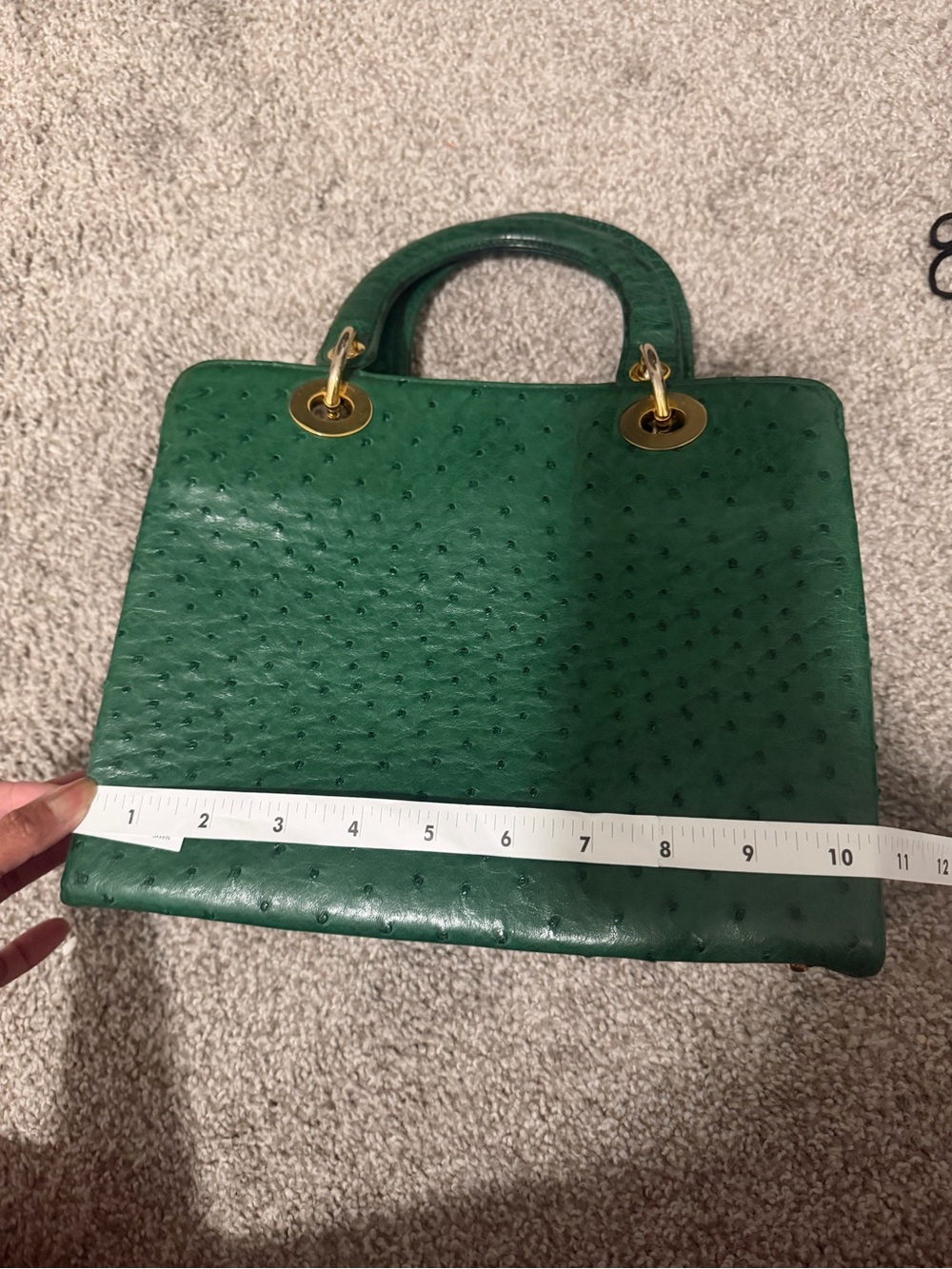 “Genuine” Green Ostrich Top-Handle Bag - Picture 13 of 17
